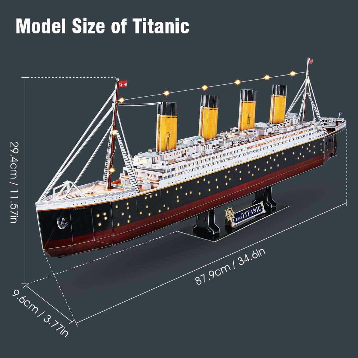 Rompecabezas 3D CubicFun para Adultos - Titanic LED 35'' - Imagen 5