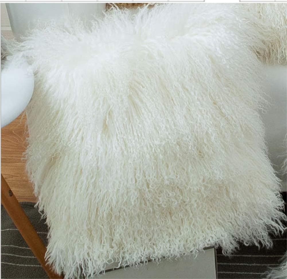 Funda de almohada de piel de cordero mongol suave y - Imagen 4