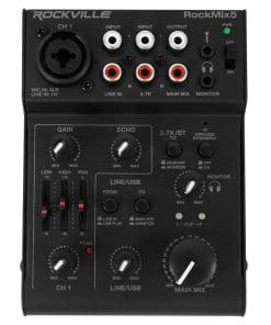 Mezcladora Pro de 5 Canales Rockville RockMix con Interfaz