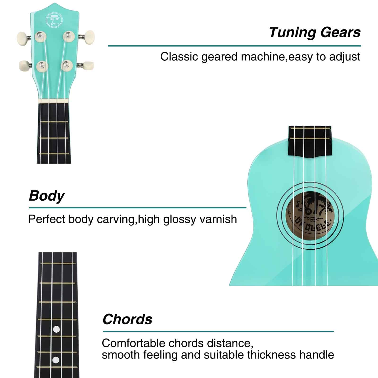 Ukulele Soprano MUSTAR para niños principiantes -, MU-601) - Imagen 4