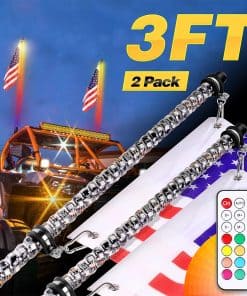 LTEODCHEW Juego de 2 luces de látigo RGB LED de 3 pies, Luz