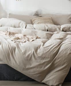 Juego de Funda de Edredón MooMee Bedding -Gris Lino Tannish