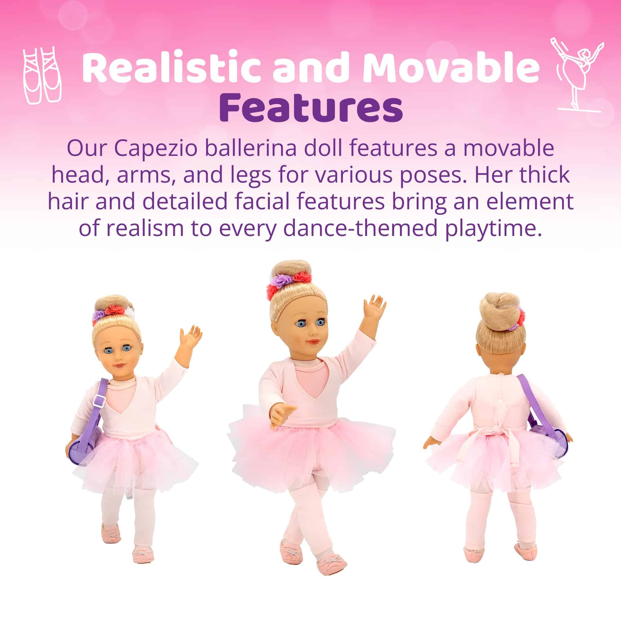 Muñeca Bailarina de 18 pulgadas - Muñeca con Cabello Rubio - Imagen 5