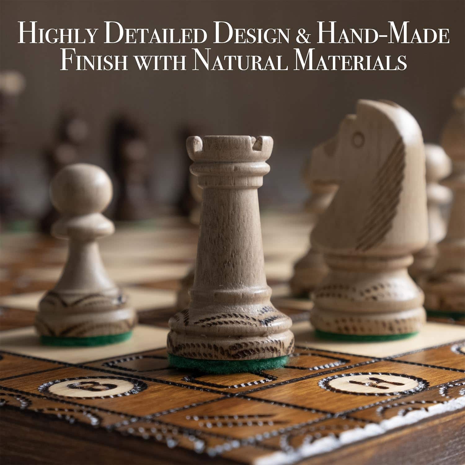 Juego de ajedrez europeo internacional junior hecho a mano - Imagen 4