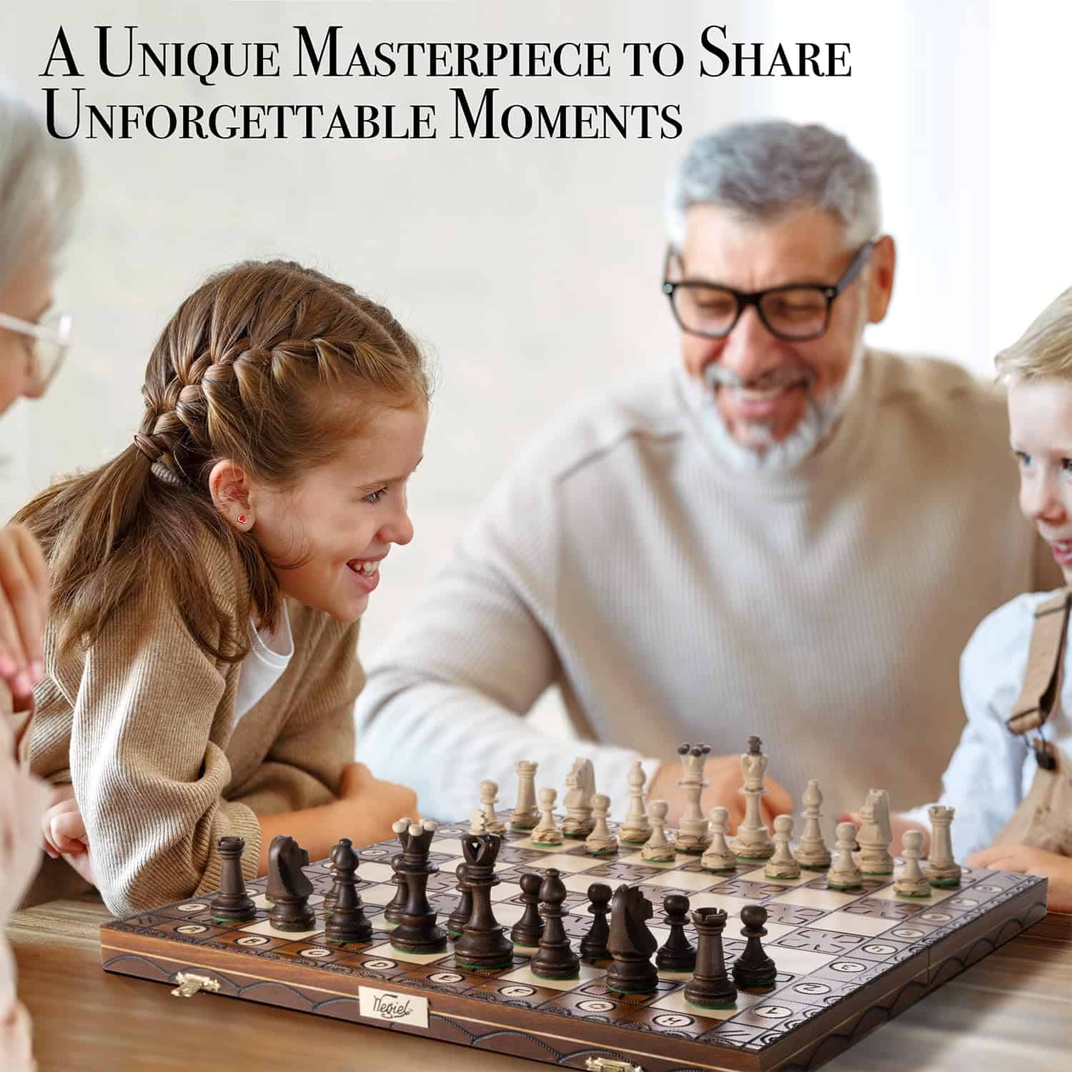 Juego de ajedrez europeo internacional junior hecho a mano - Imagen 3