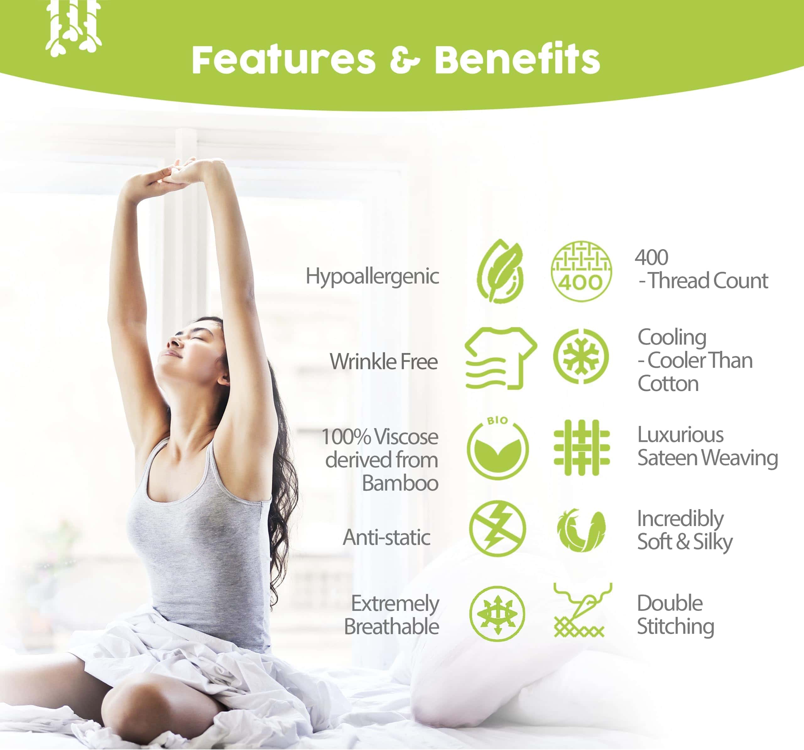 Juego de Sábanas de Lujo BAMPURE Serie 6 Piezas Queen - - Imagen 7