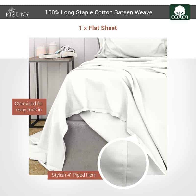 Sábana Plana de Algodón Puro 100% Full Color Blanco Roto (1 - Imagen 4