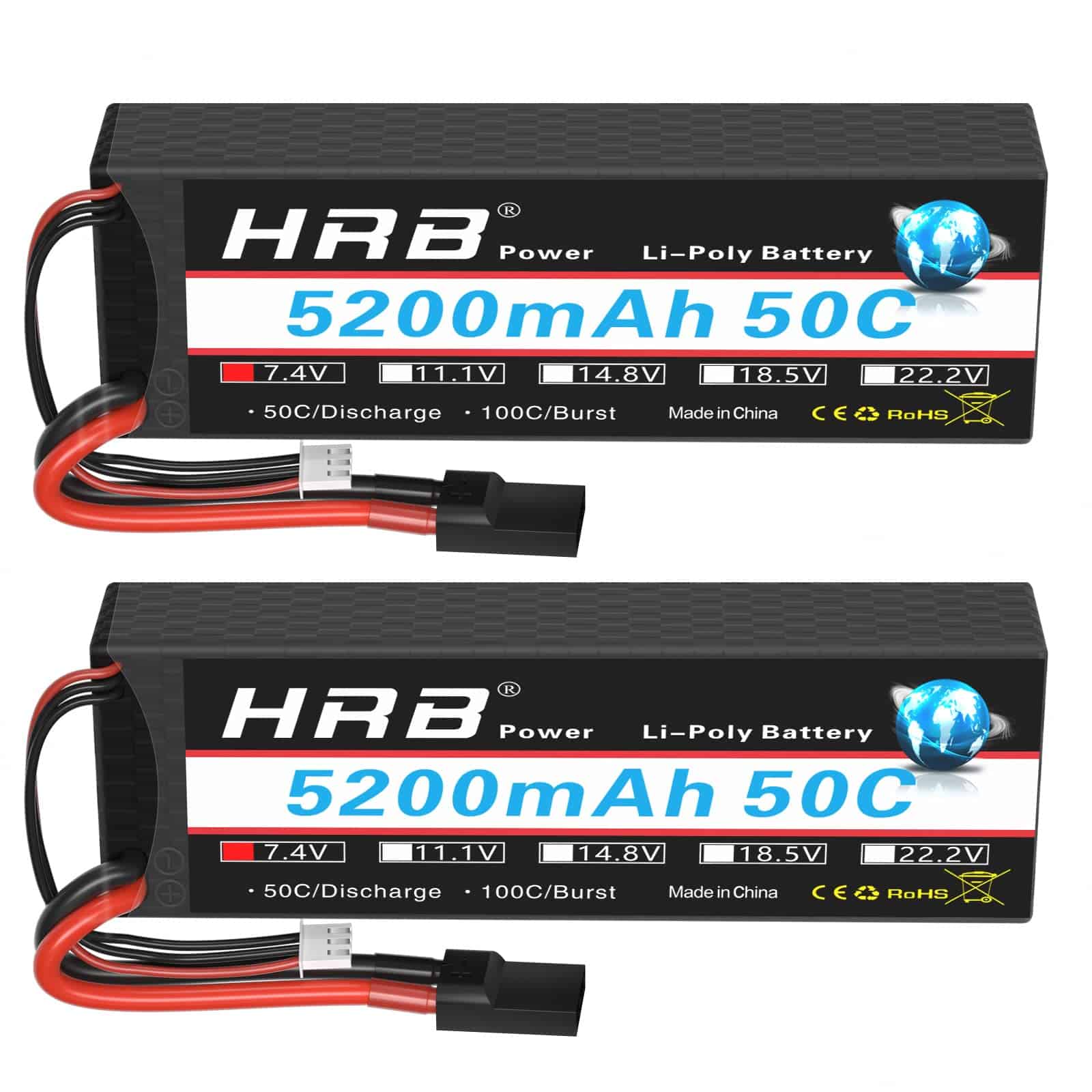 Batería de Lipo HRB 7.4V 2S 5200mAh 50C TR Hardcase