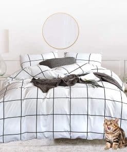 Juego de Edredón a Cuadros Blanco y Negro Houseri Tamaño