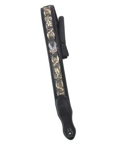 Correa de guitarra acolchada de cuero negro -Negro