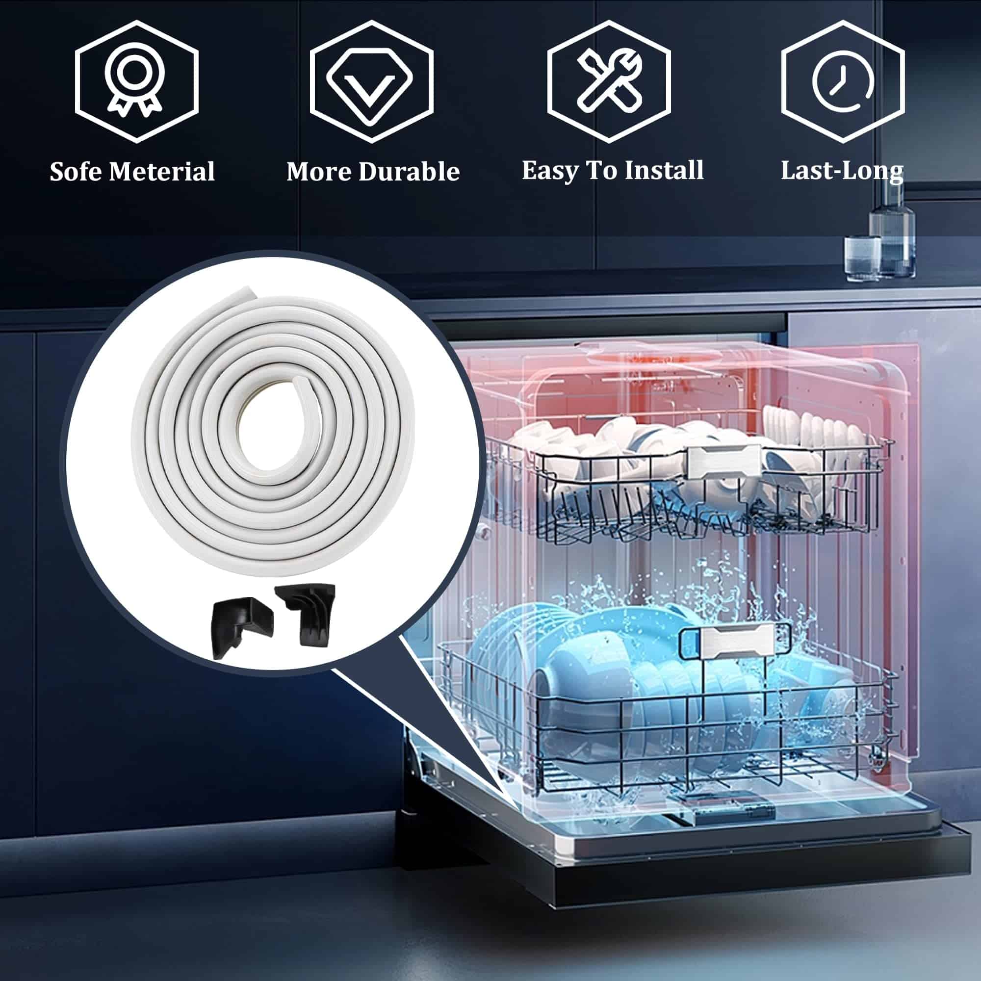Junta de Puerta para Lavavajillas Romalon WD08X10057 con - Imagen 4