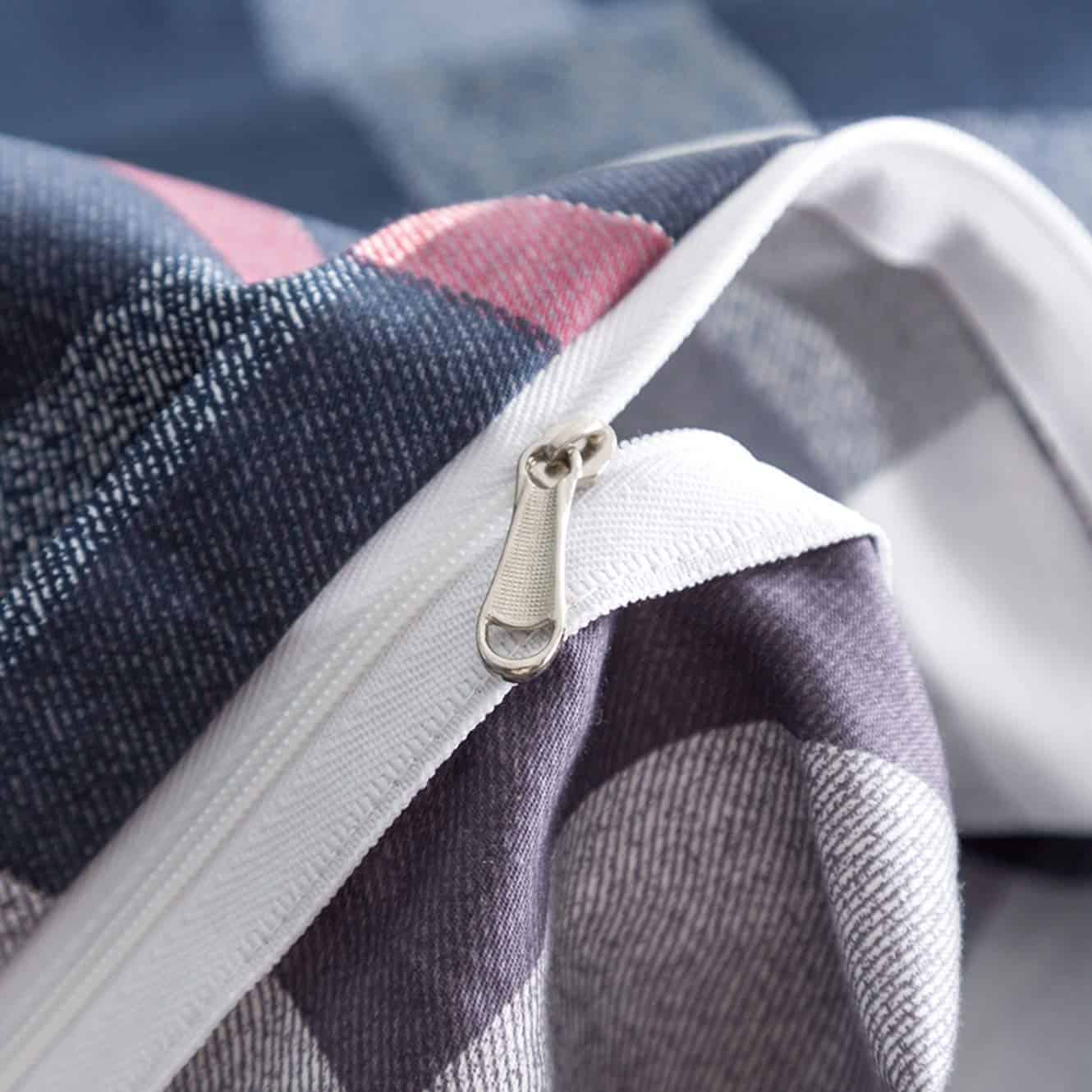 Juego de Funda Nórdica a Cuadros Jumeey Tamaño Queen Azul - Imagen 6