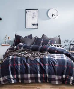 Juego de Funda Nórdica a Cuadros Jumeey Tamaño Queen Azul