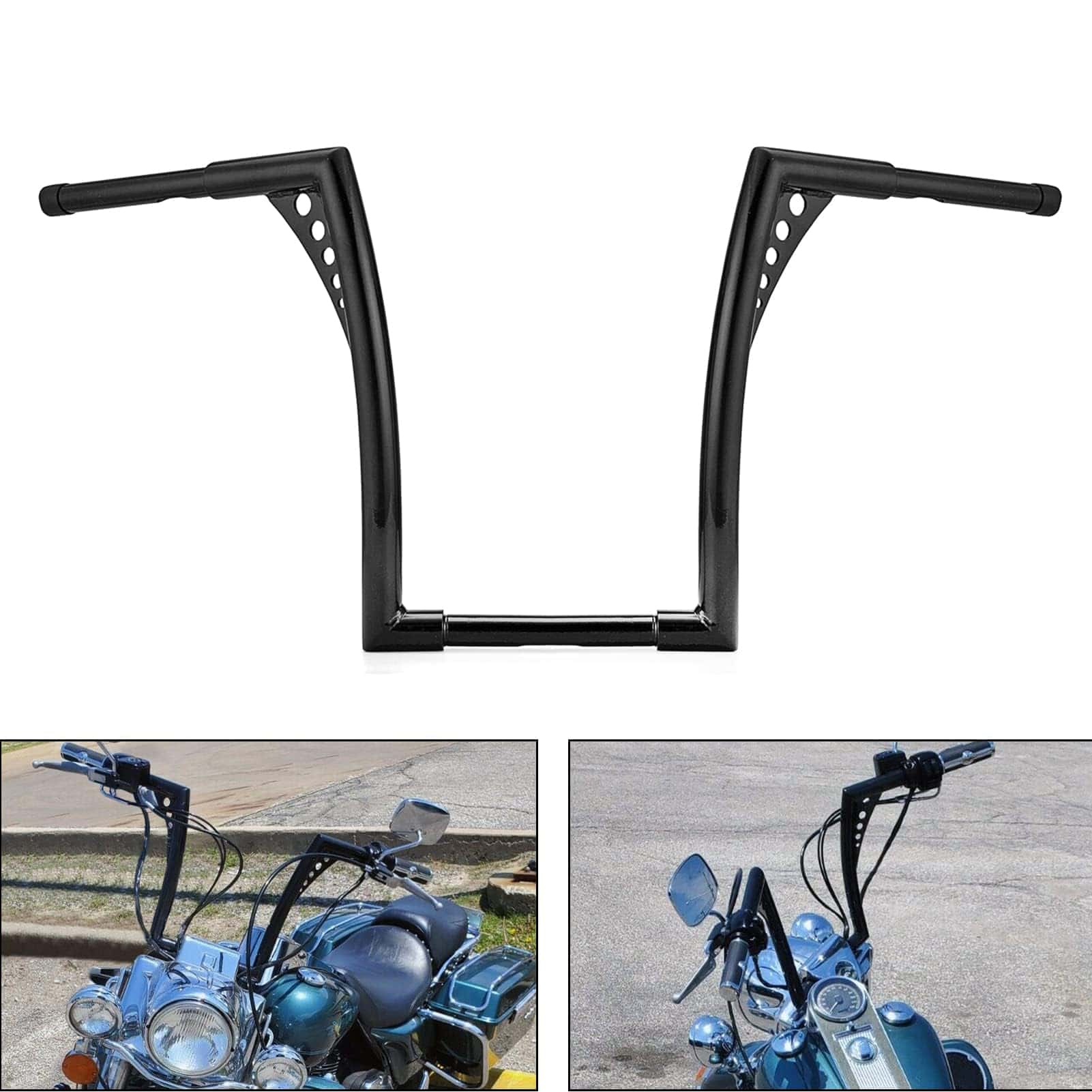 WeiSen Gloss Black 14" Ape Hangers Monkey Handlebar 1-1/4"