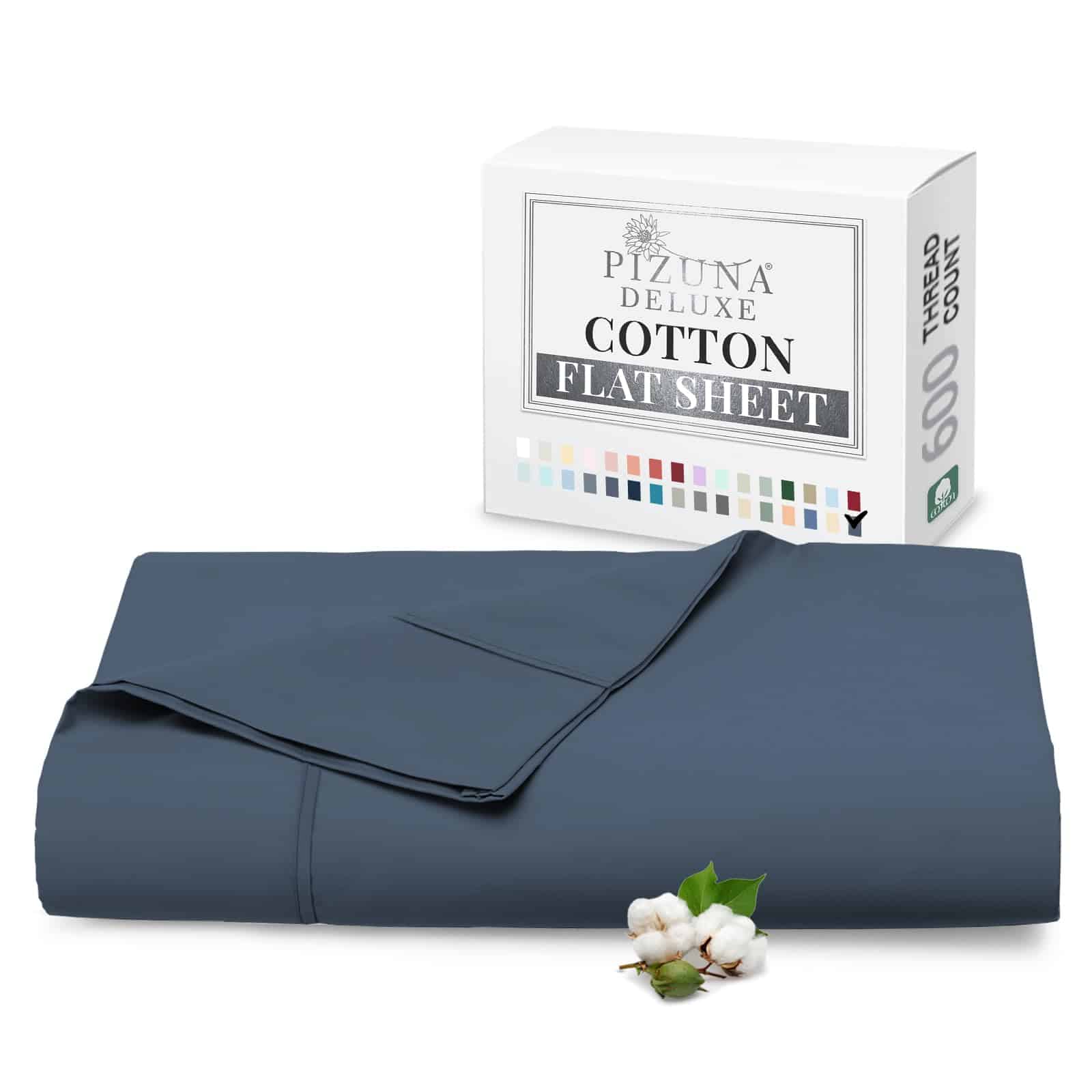 Sábana Plana 100% Algodón Puro Solamente Full Azul Oscuro