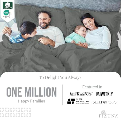 Sábana Plana de Algodón Puro 100% King Gris Oscuro (1 - Imagen 9