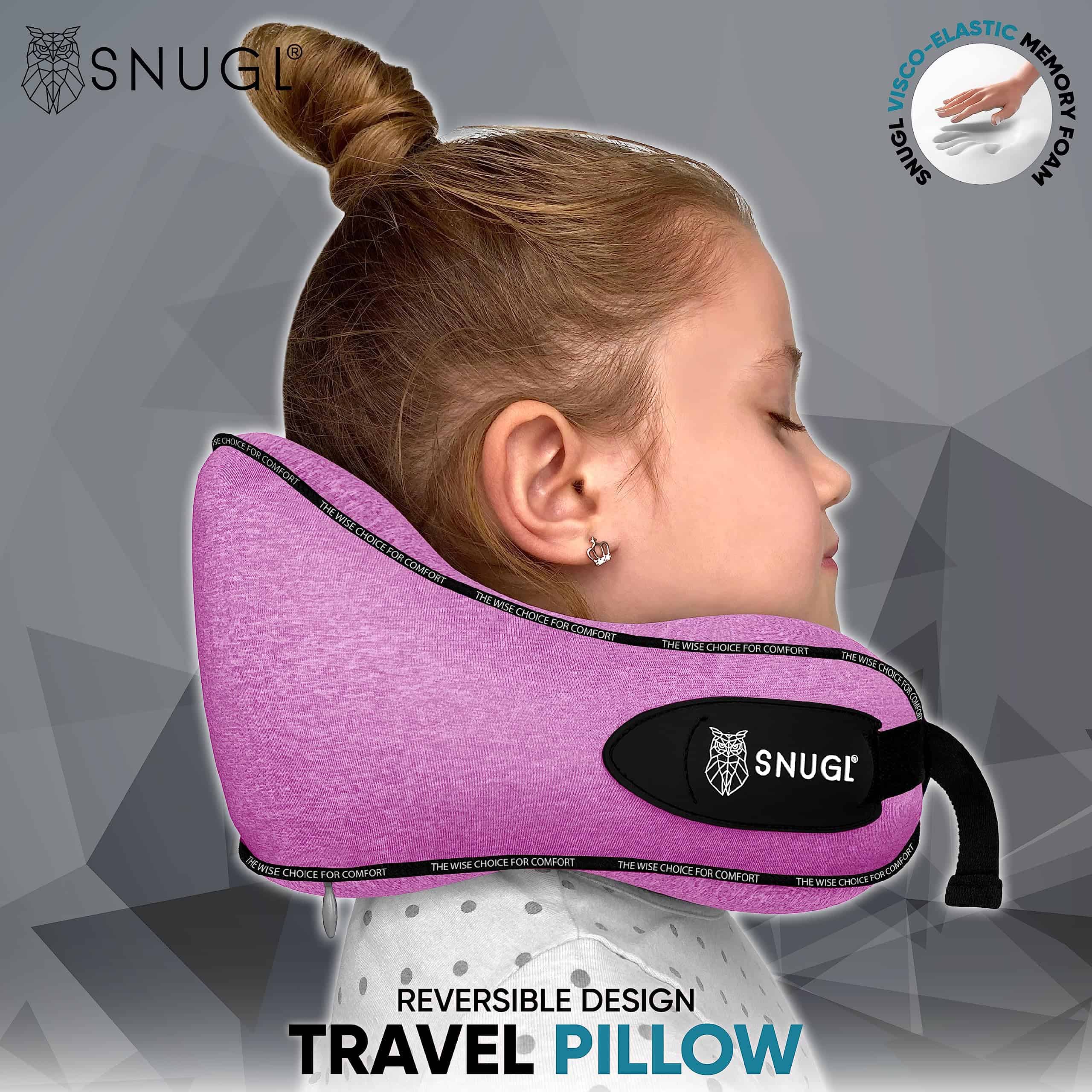 Almohada de Viaje SNUGL para Niños - Almohadas -Lila Morado - Imagen 3