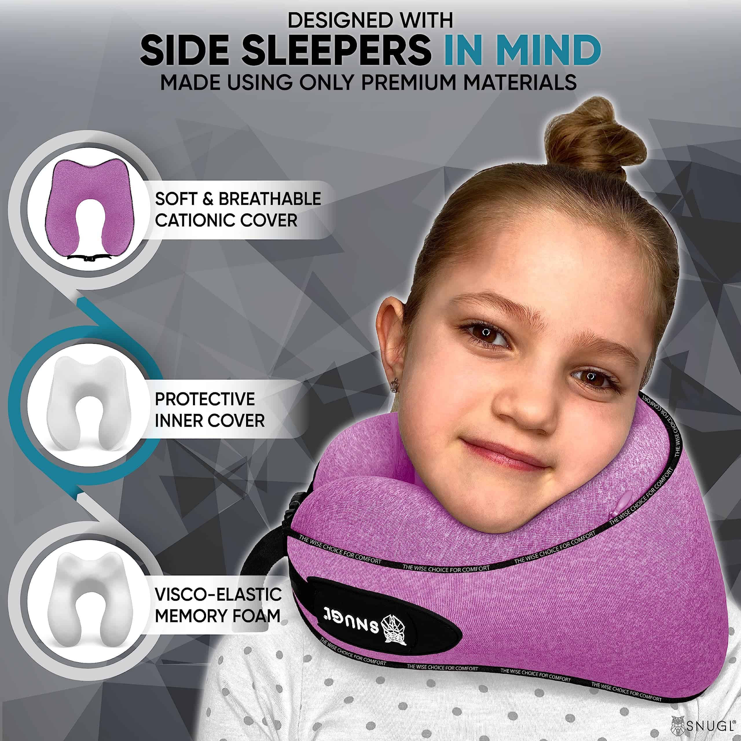 Almohada de Viaje SNUGL para Niños - Almohadas -Lila Morado - Imagen 6