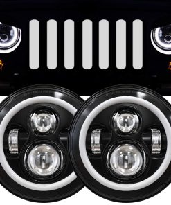 Faros LED Halo de 7 Pulgadas con Señal de Giro Ámbar y Luz