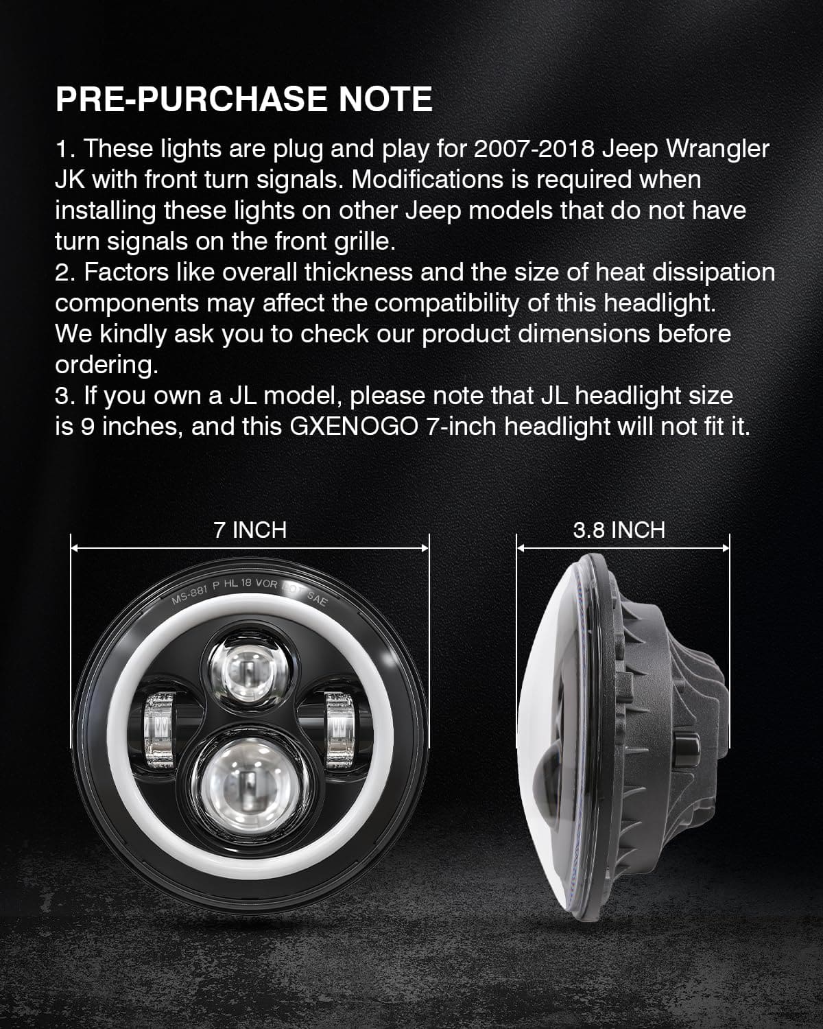 Faros LED Halo de 7 Pulgadas con Señal de Giro Ámbar y Luz - Imagen 8