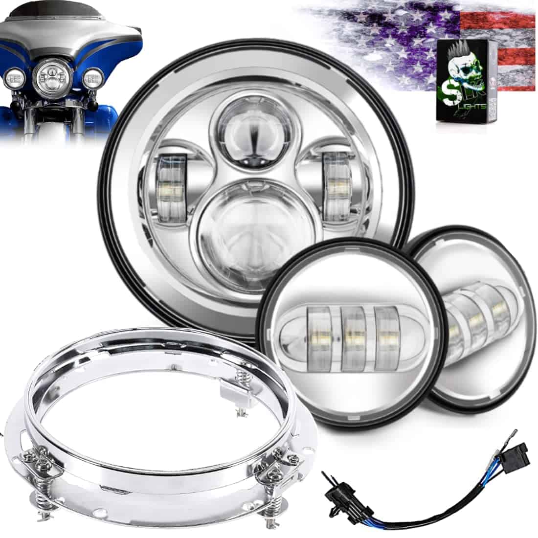 Kit de Faro LED de 7 pulgadas con Luces Antiniebla DOT para