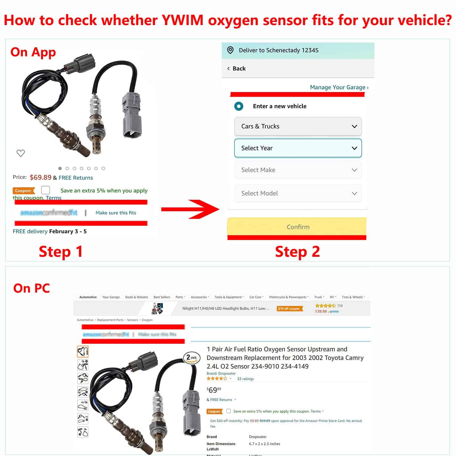 Ywim 2 Pares de Sensores de Oxígeno de Arriba y Abajo - Imagen 8