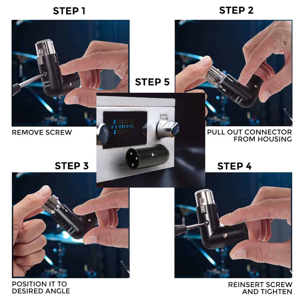 Par de Adaptadores en Ángulo de 3-PIN XLR | Doble Macho y - Imagen 3