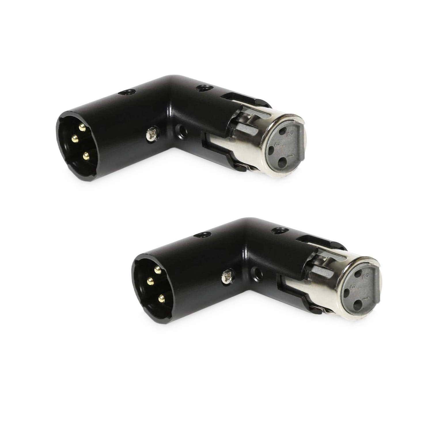 Par de Adaptadores en Ángulo de 3-PIN XLR | Doble Macho y