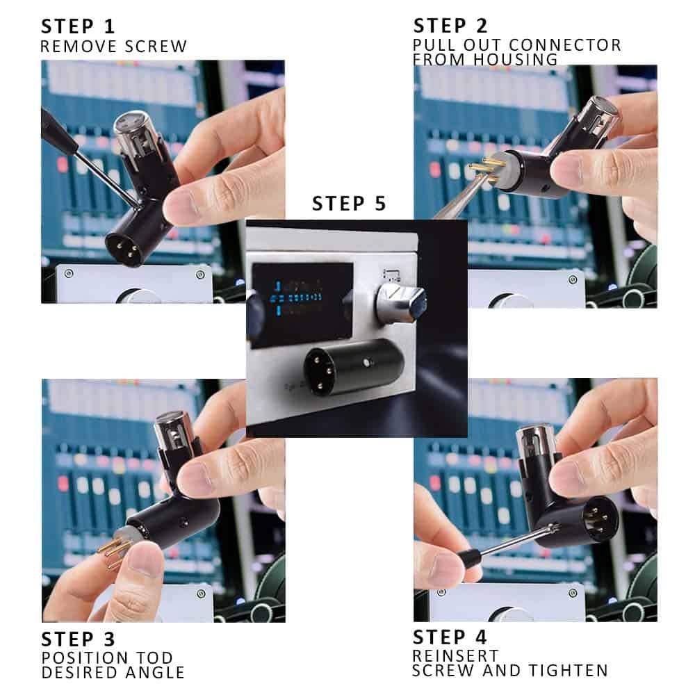 Par de Adaptadores en Ángulo de 3-PIN XLR | Doble Macho y - Imagen 4