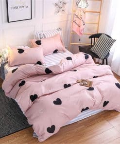 Xiongfeng Funda Nórdica de Corazón Tamaño Individual Negro