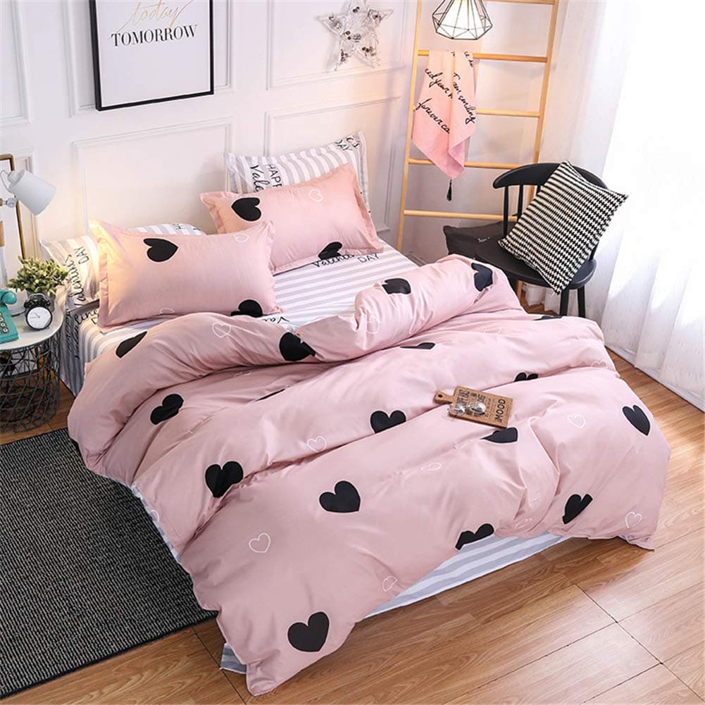 Xiongfeng Juego de Funda Nórdica Estampada con Corazones de