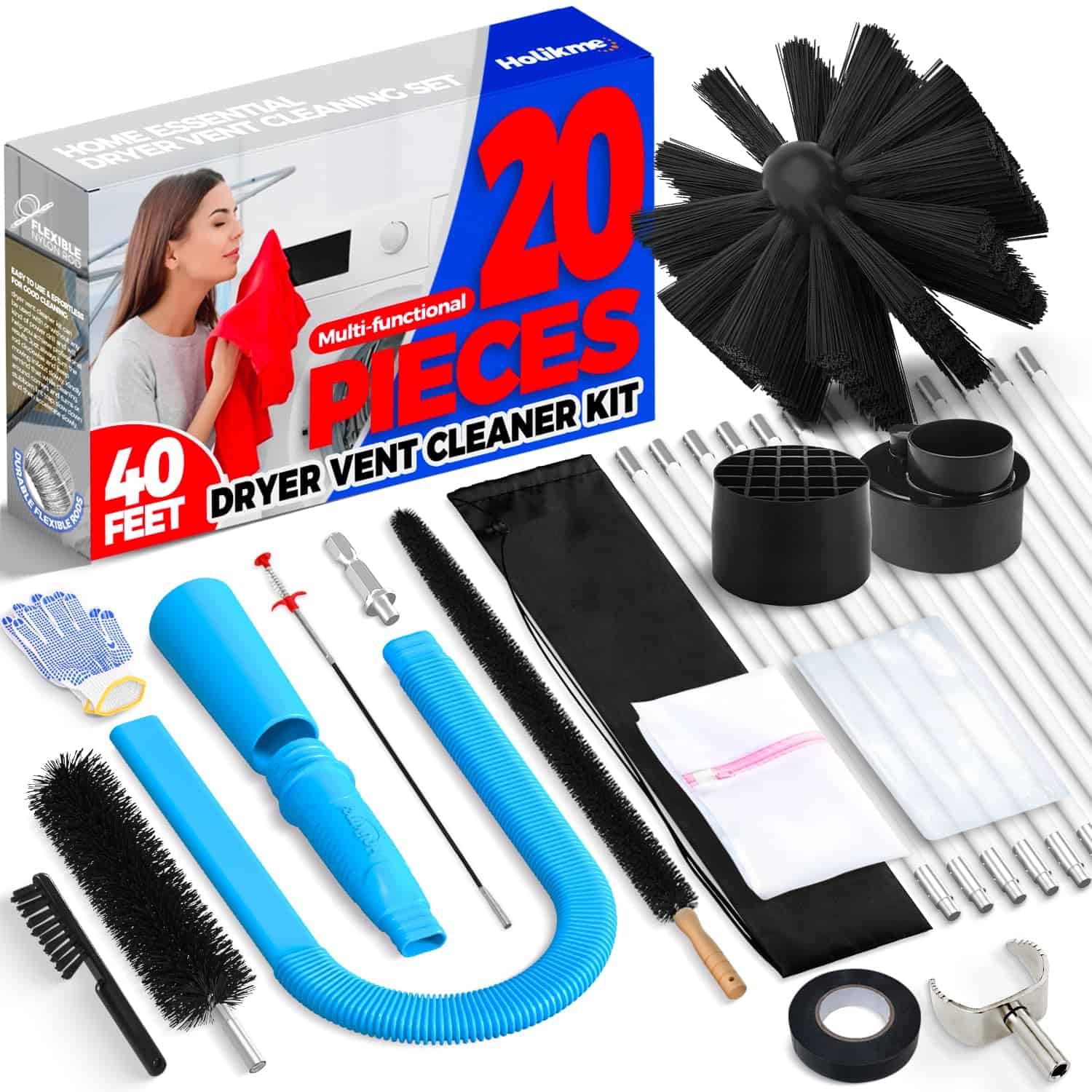 Kit Limpiador de Conductos de Secadora de 40 pies Holikme