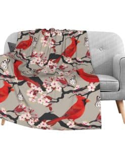 Manta de Franela Tamaño Twin Pájaros Cardenales Flores de