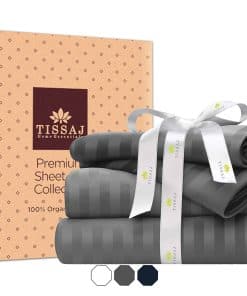 Juego de sábanas de algodón orgánico Tissaj -Gris Humo - Ray