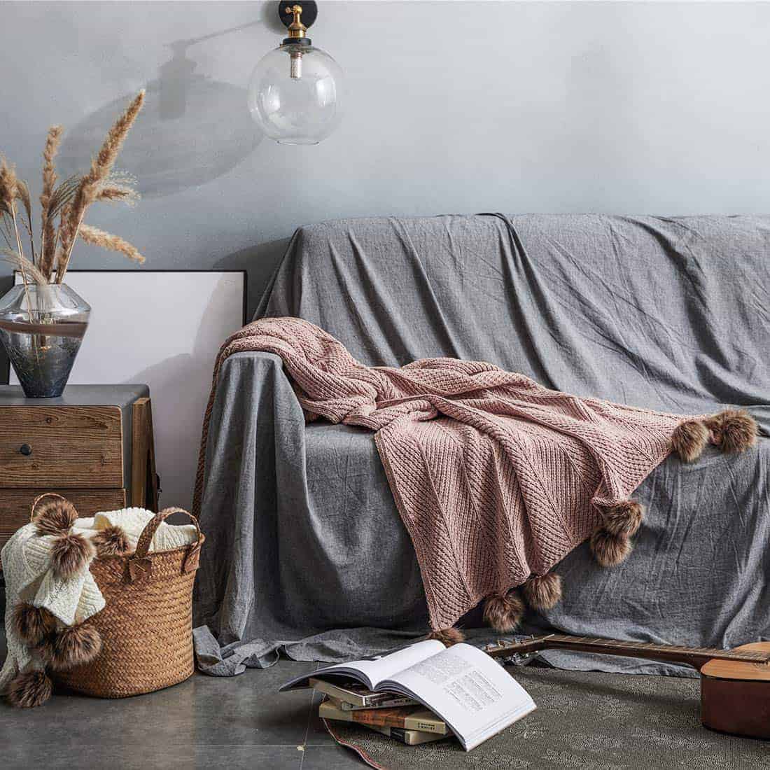 Manta de Punto con Borla de Piel Sintética Vctops Súper - Imagen 4