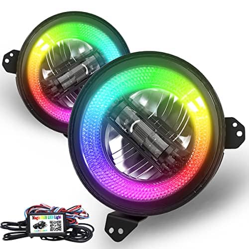 Faros LED RGB de 9 pulgadas AUDEXEN, control Bl-ue-tooth,