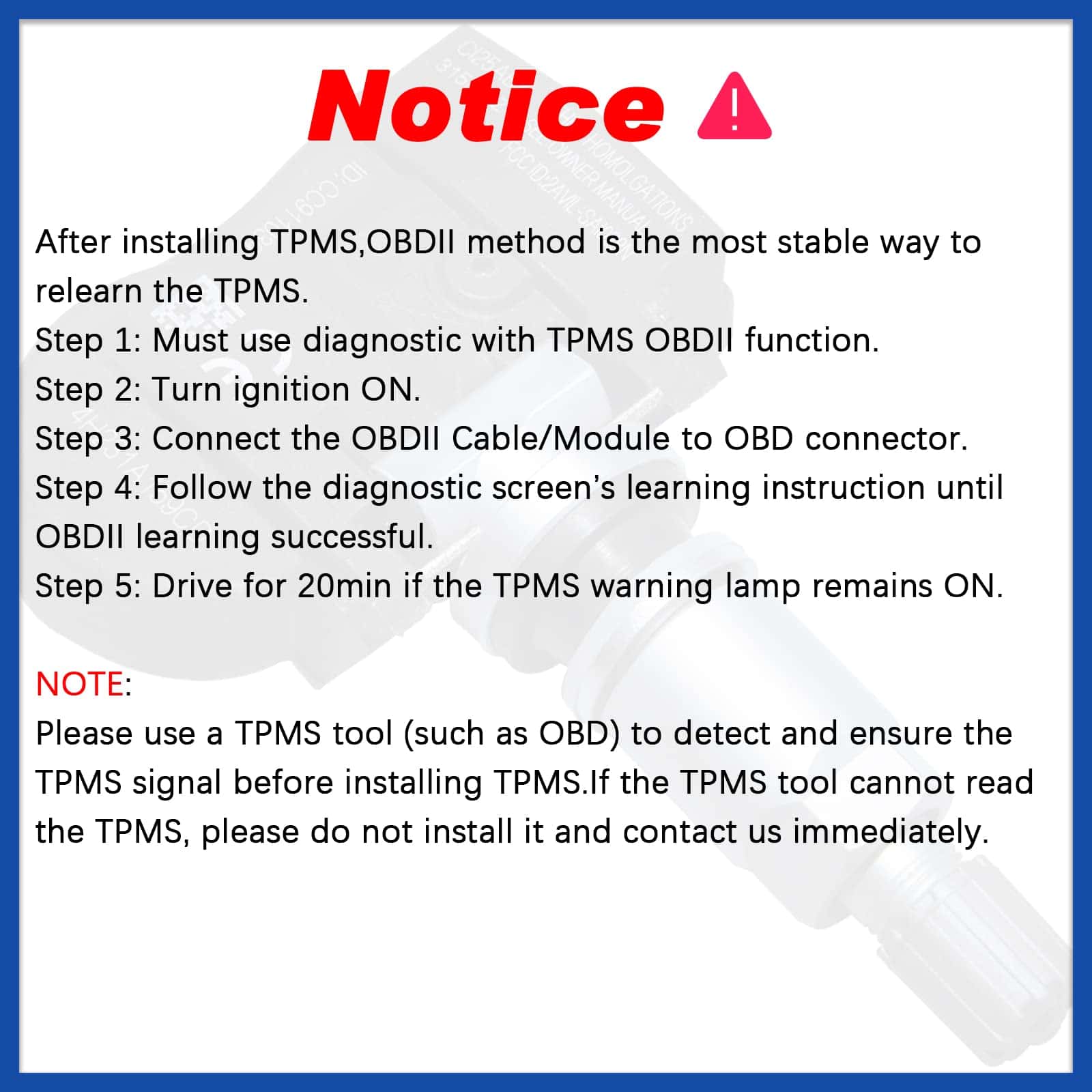Sensor de monitoreo de presión de neumáticos TPMS -2011 2012 - Imagen 9