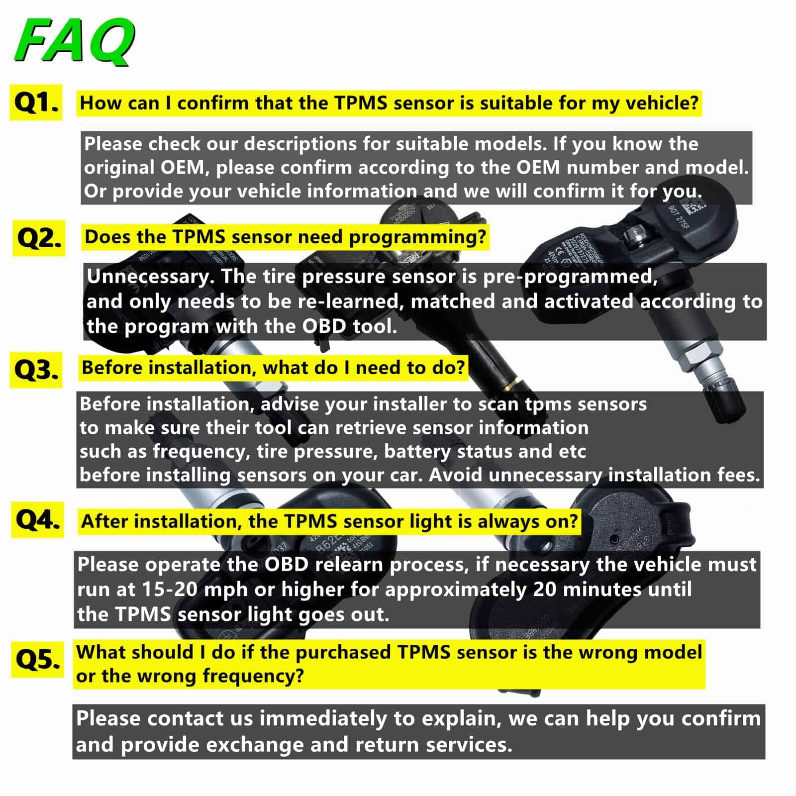 Sensor de monitoreo de presión de neumáticos TPMS -2011 2012 - Imagen 8