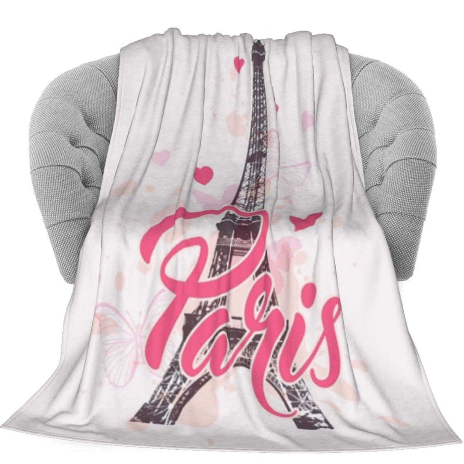 Manta de Franela Rosa de París Torre Eiffel con Amor para