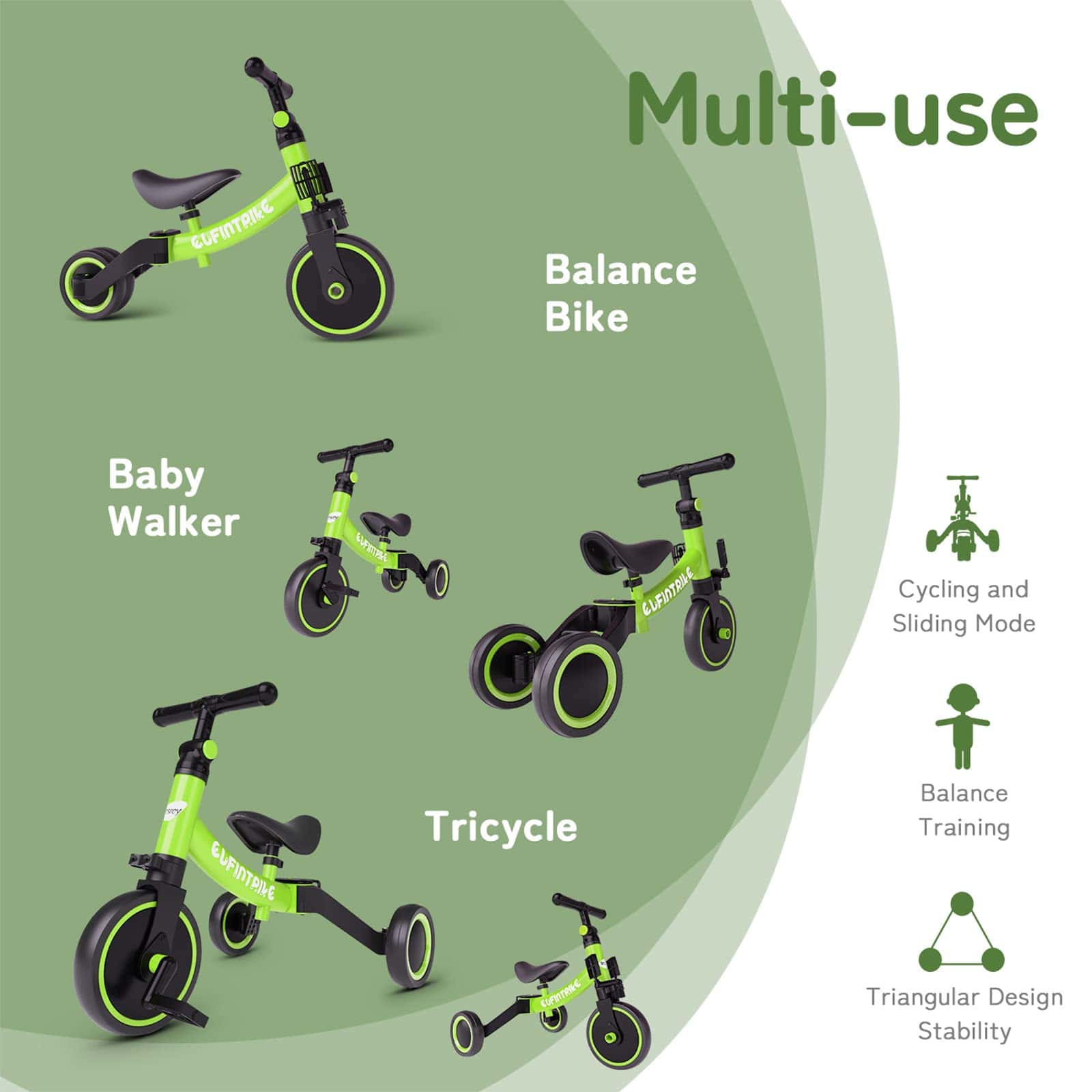 Triciclo para niños besrey 5 en 1 para edades de 10 meses a - Imagen 3
