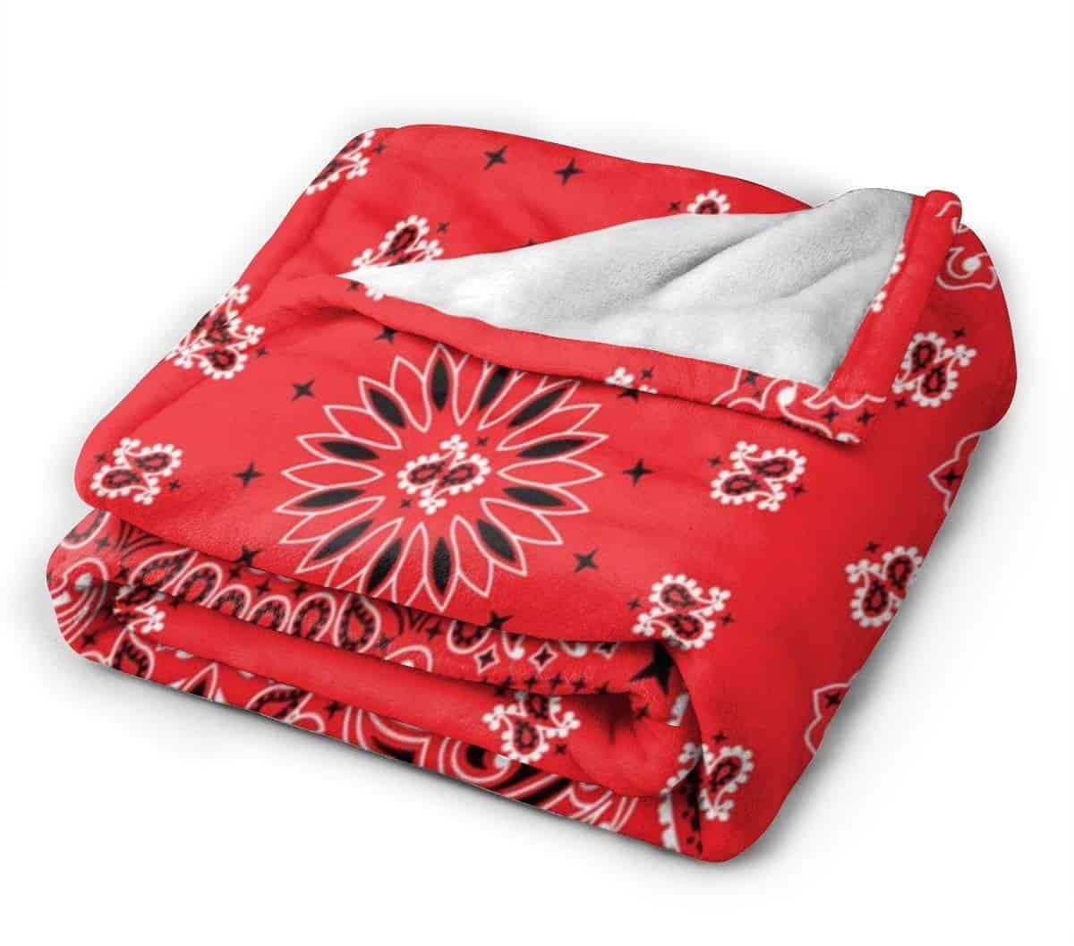 Manta de felpa Bandana Colorful Red Paisly cálida súper - Imagen 3