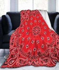 Manta de felpa Bandana Colorful Red Paisly cálida súper