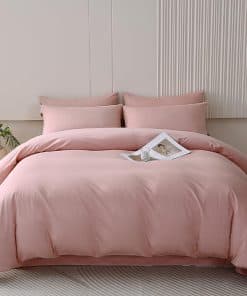 Juego de edredón rosa Houseri Queen Juego de edredón rosa