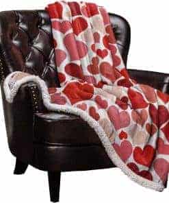 Manta de Sherpa Fleece, Roja en Forma de Corazón Romántico
