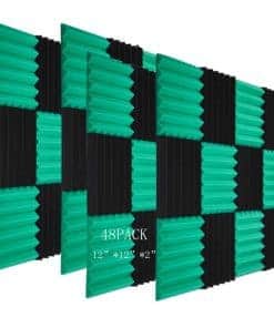 48 Pack Paneles de Espuma Acústica Negro&Verde 2" X 12" X