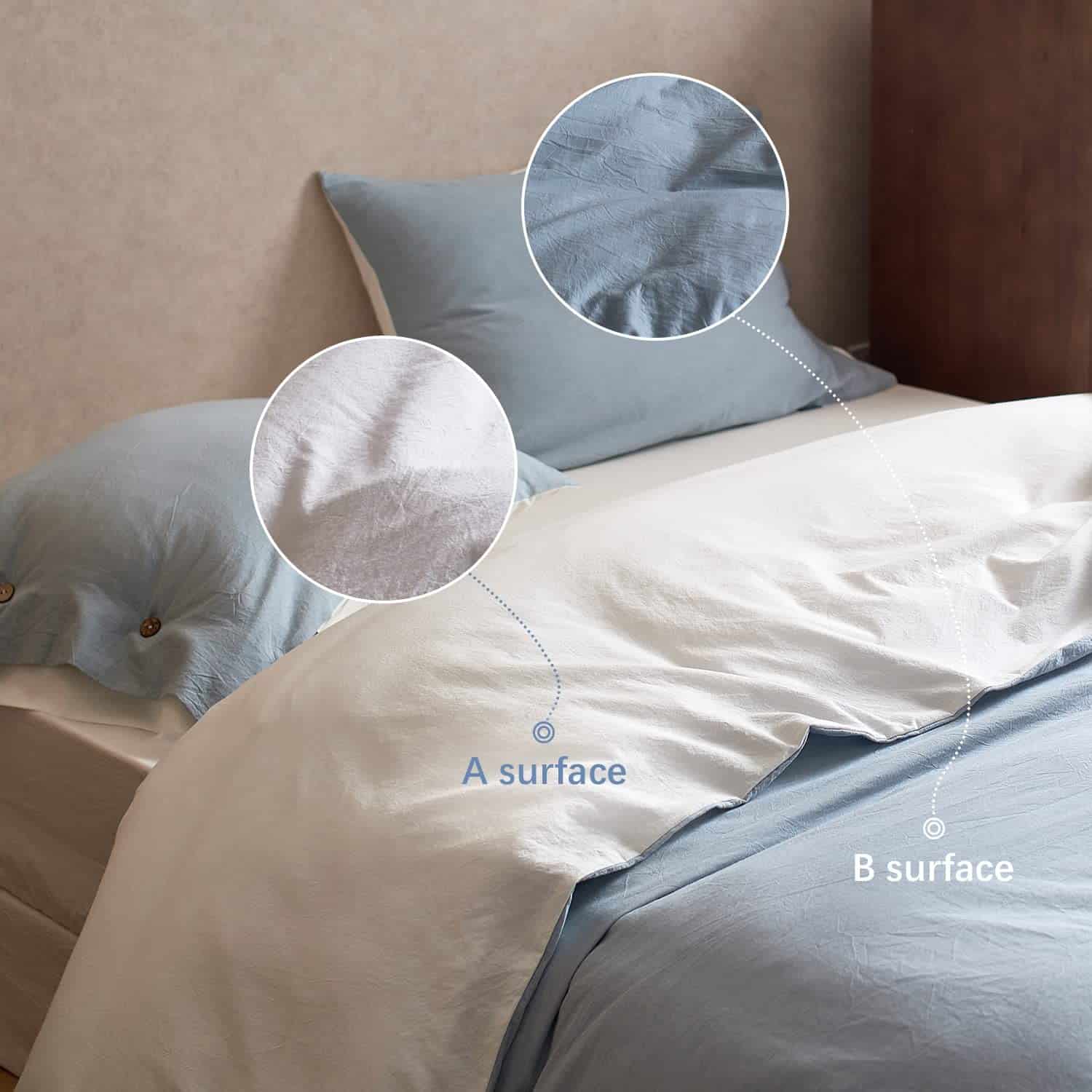 Juego de Ropa de Cama Reversible en Algodón Lavado al 100% - Imagen 3