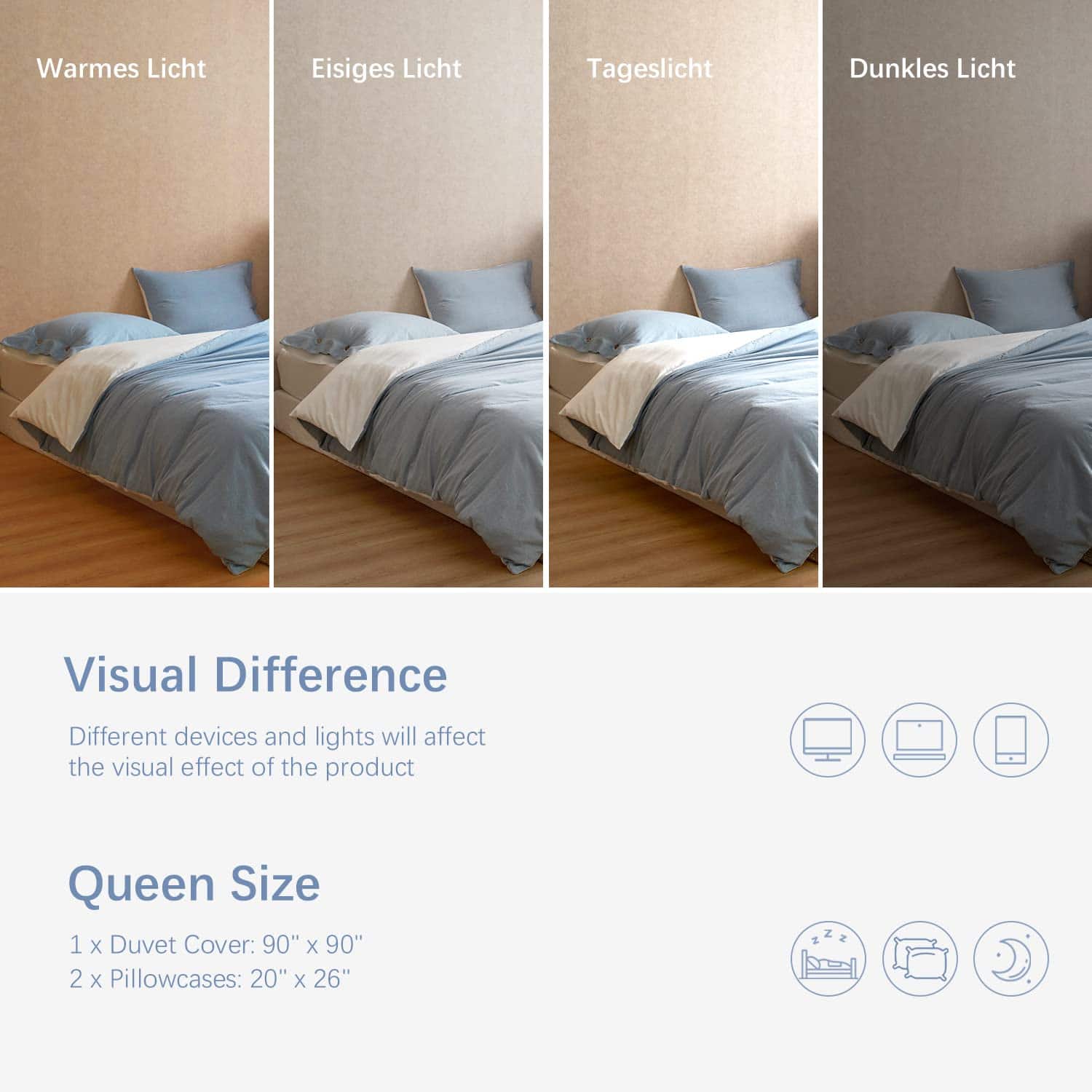 Juego de Ropa de Cama Reversible en Algodón Lavado al 100% - Imagen 6