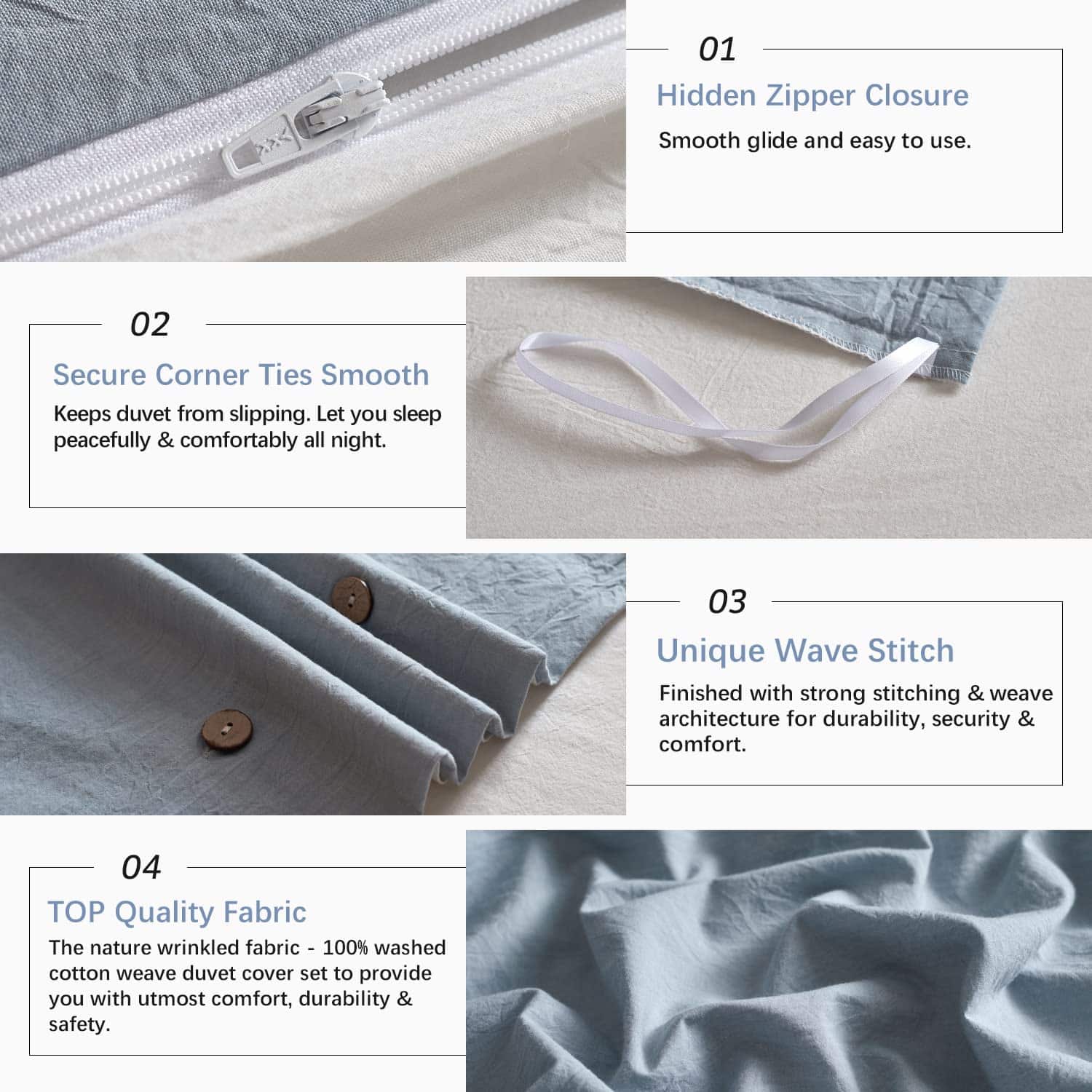 Juego de Ropa de Cama Reversible en Algodón Lavado al 100% - Imagen 7