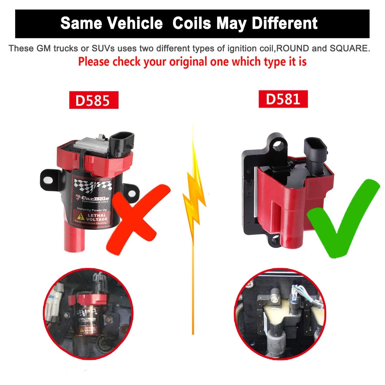 Paquete de 8 bobinas de encendido cuadradas UF271 D581 + 8 - Imagen 3