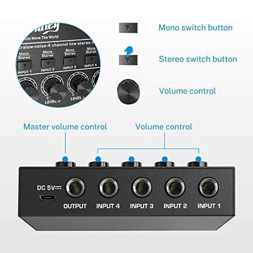 Mezclador de Audio Mini Moukey Line Mixer, DC 5V, 4-Stereo - Imagen 5